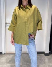 rahat kesim yarasa kol liyosel kumaş gömlek haki 3
