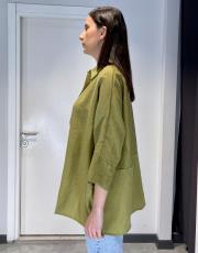 rahat kesim yarasa kol liyosel kumaş gömlek haki 4