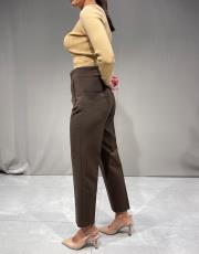 yüksek bel  filetolu zara model kaliteli likralı fit  pantolon kahve 3