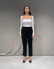  u yaka fitilli pamuk  uzun kollu crop top beyaz 4