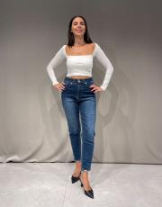  u yaka fitilli pamuk  uzun kollu crop top ekru 2