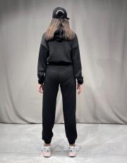 scuba kumaş  kapişonlu beli lastikli sweatshırt siyah 5