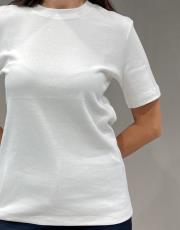 pamuk tok kumaş coss model bisiklet yaka basic tshırt ekru 6